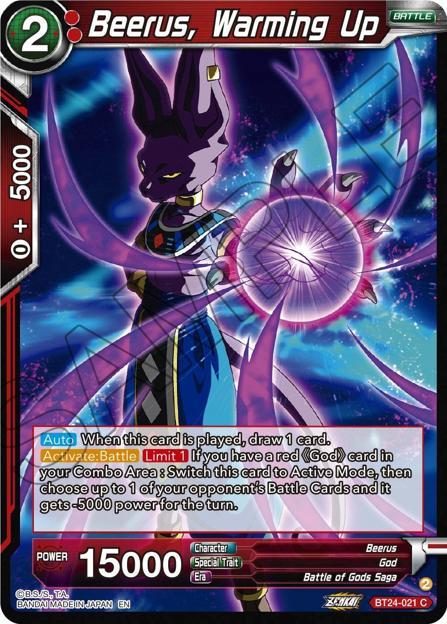 Beerus, Warming Up (BT24-021) [Beyond Generations] | The Time Vault CA