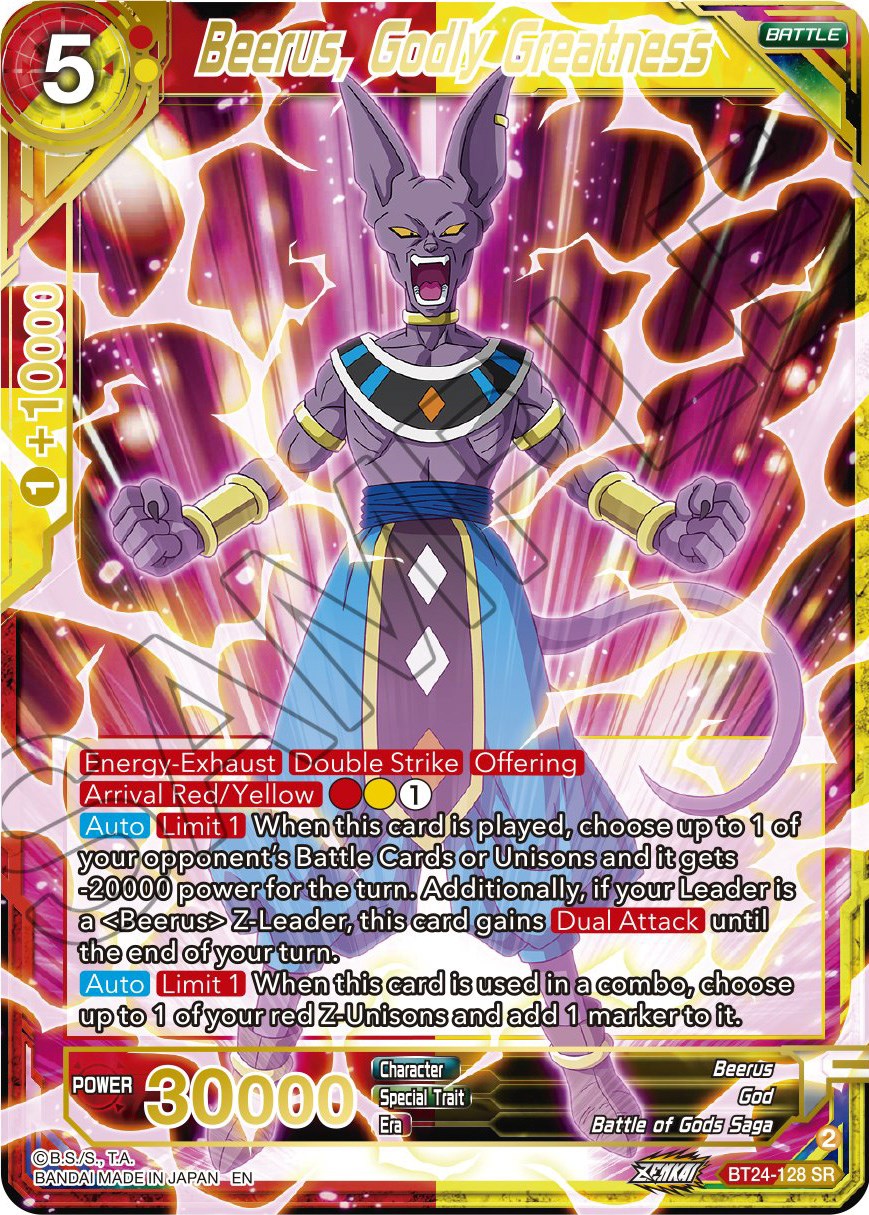 Beerus, Godly Greatness (BT24-128) [Beyond Generations] | The Time Vault CA