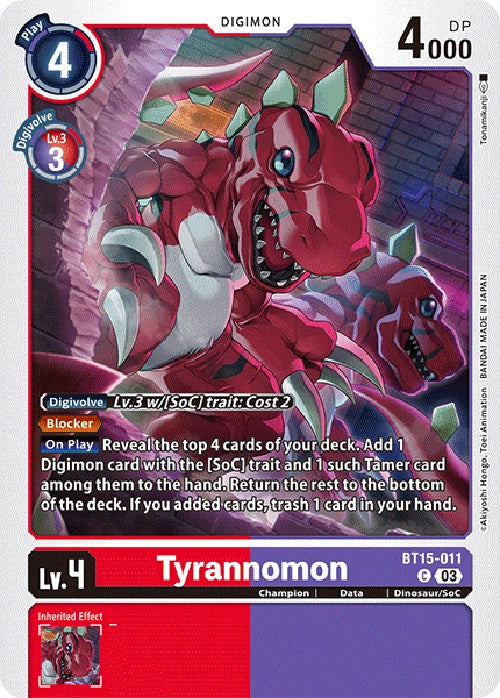 Tyrannomon [BT15-011] [Exceed Apocalypse] | The Time Vault CA