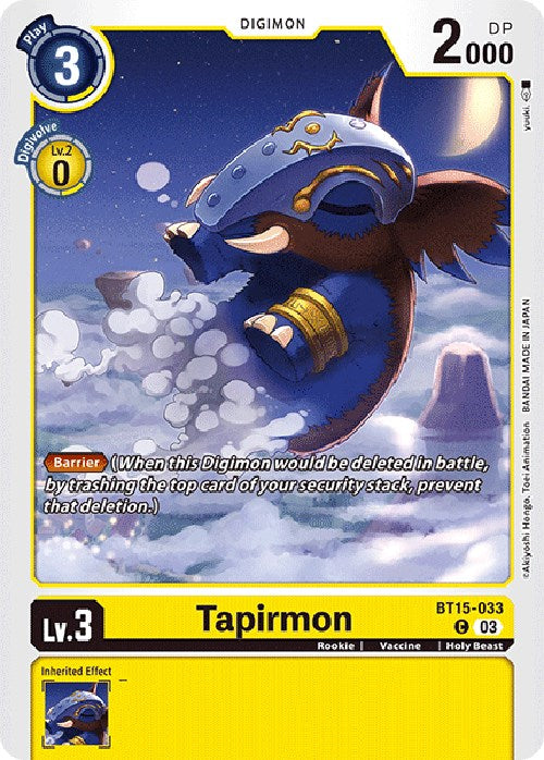 Tapirmon [BT15-033] [Exceed Apocalypse] | The Time Vault CA