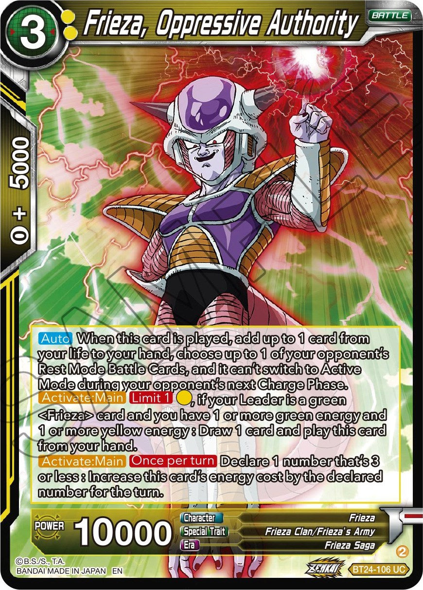 Frieza, Oppressive Authority (BT24-106) [Beyond Generations] | The Time Vault CA