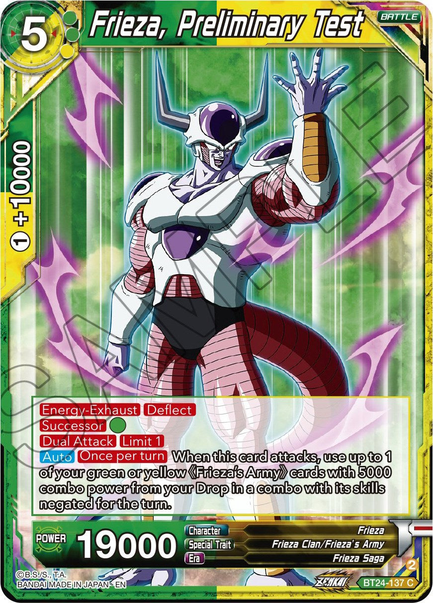 Frieza, Preliminary Test (BT24-137) [Beyond Generations] | The Time Vault CA