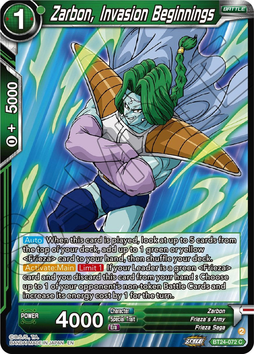 Zarbon, Invasion Beginnings (BT24-072) [Beyond Generations] | The Time Vault CA