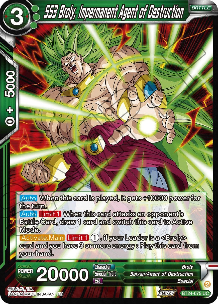 SS3 Broly, Impermanent Agent of Destruction (BT24-075) [Beyond Generations] | The Time Vault CA