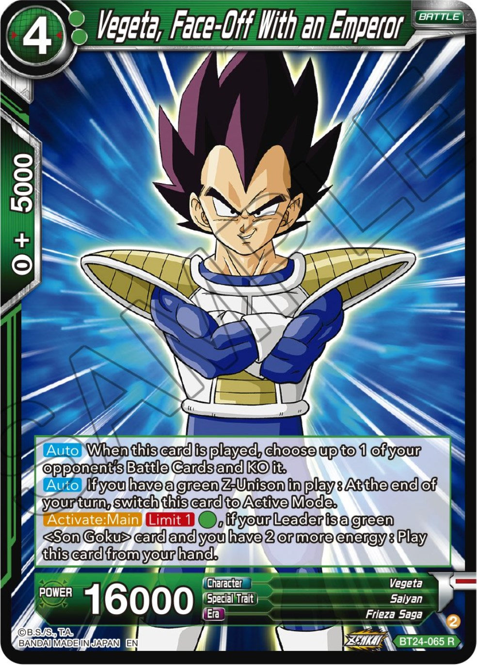 Vegeta, Face-Off With an Emperor (BT24-065) [Beyond Generations] | The Time Vault CA