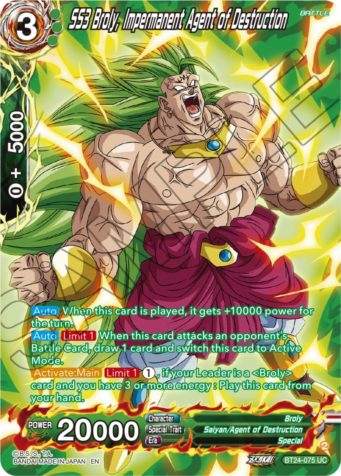 SS3 Broly, Impermanent Agent of Destruction (Collector Booster) (BT24-075) [Beyond Generations] | The Time Vault CA