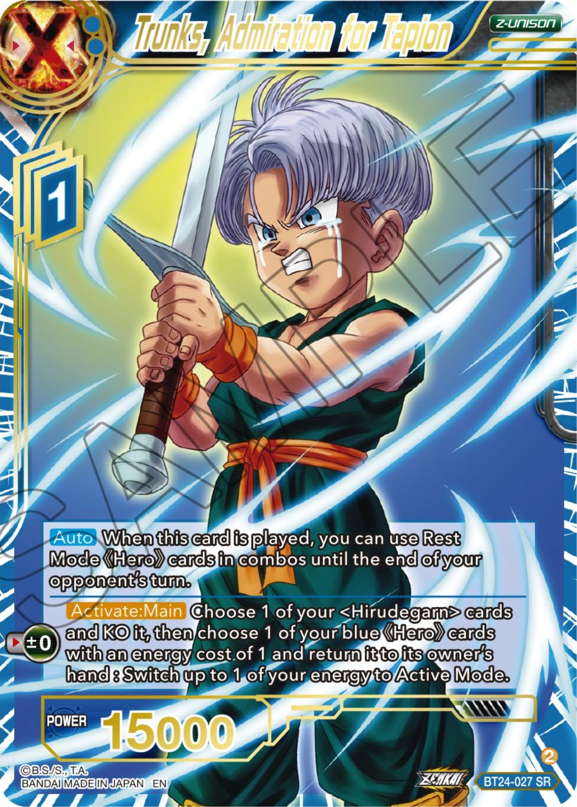 Trunks, Admiration of Tapion (BT24-027) [Beyond Generations] | The Time Vault CA