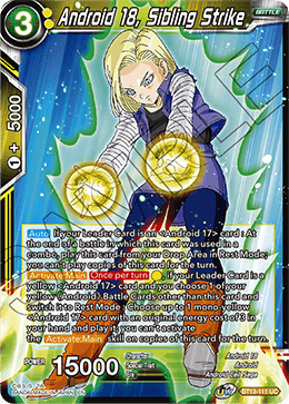 Android 18, Sibling Strike (Uncommon) (BT13-111) [Supreme Rivalry] | The Time Vault CA