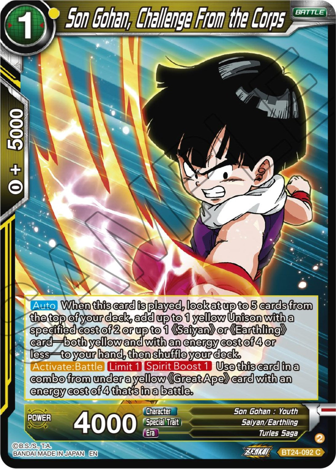 Son Gohan, Challenge From the Corps (BT24-092) [Beyond Generations] | The Time Vault CA