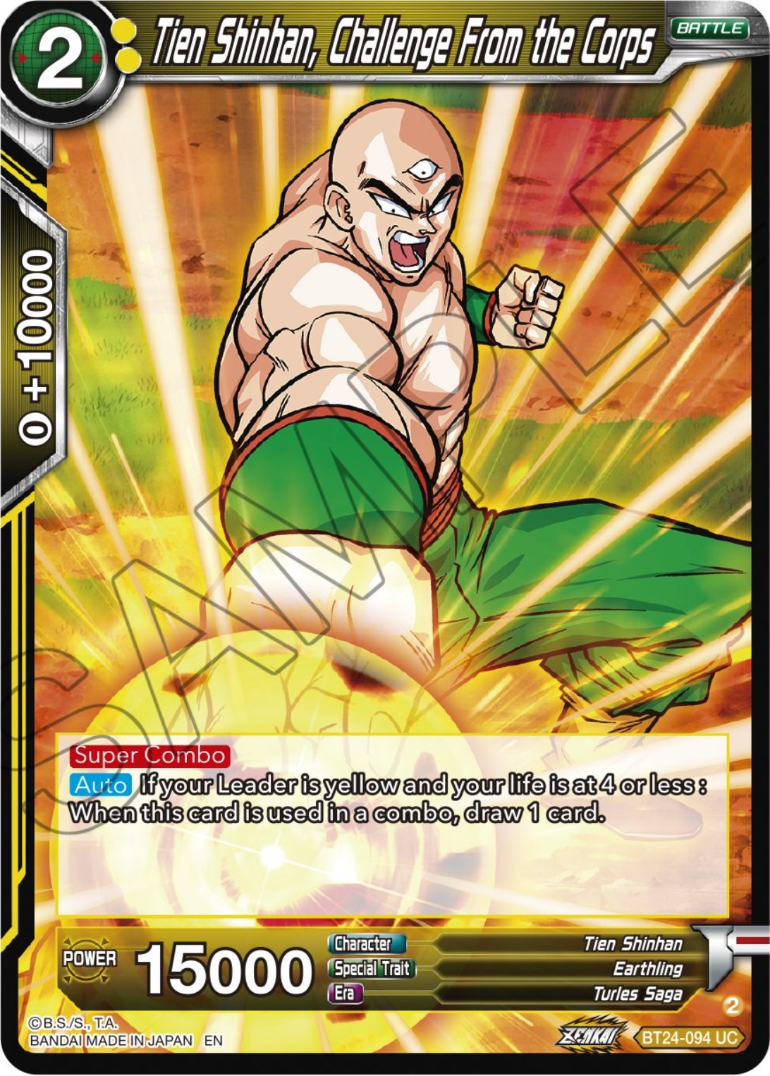 Tien Shinhan, Challenge From the Corps (BT24-094) [Beyond Generations] | The Time Vault CA