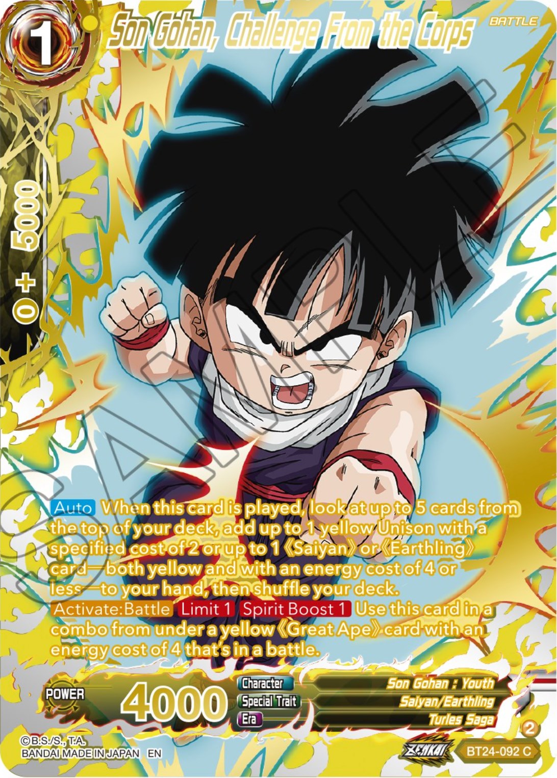 Son Gohan, Challenge From the Corps (Collector Booster) (BT24-092) [Beyond Generations] | The Time Vault CA