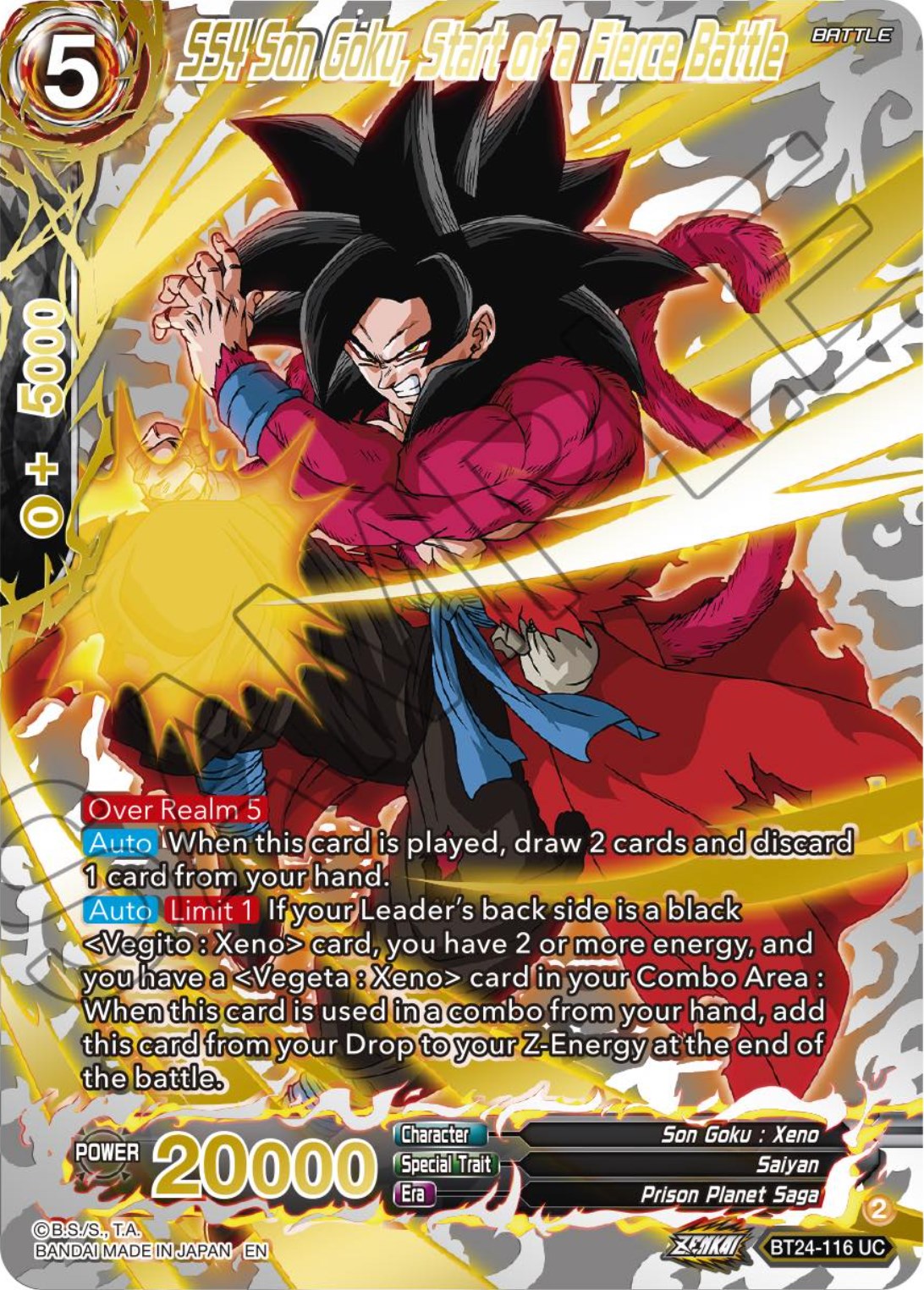 SS4 Son Goku, Start of a Fierce Battle (Collector Booster) (BT24-116) [Beyond Generations] | The Time Vault CA