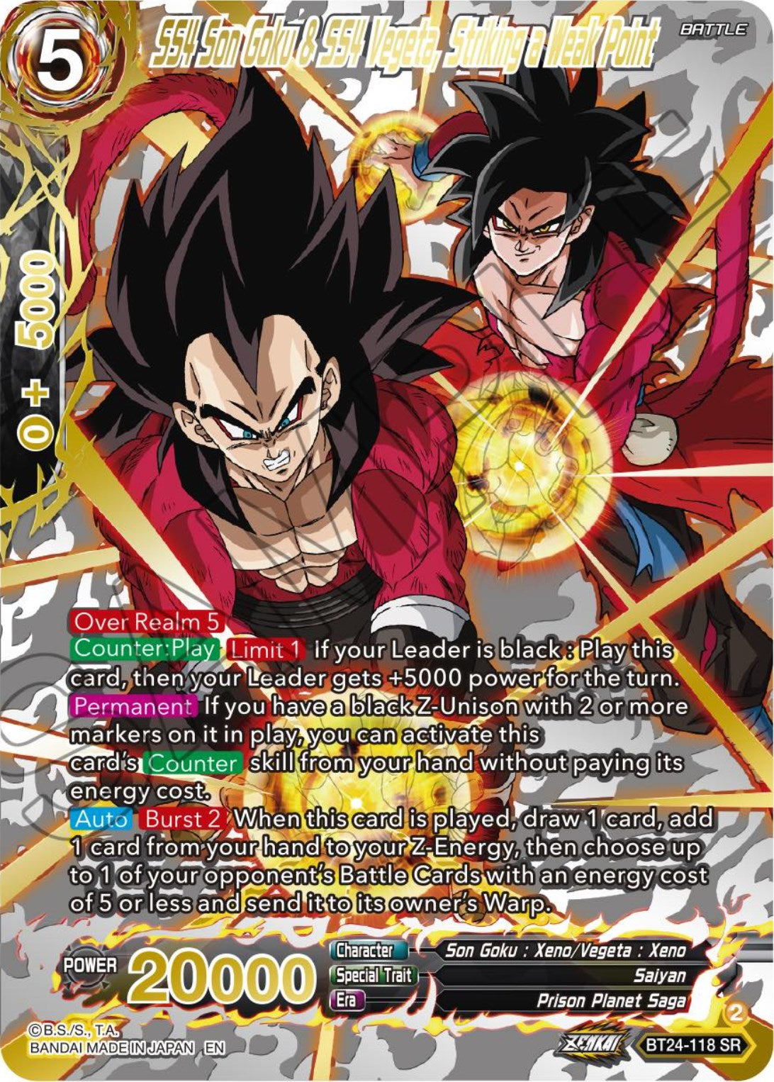 SS4 Son Goku & SS4 Vegeta, Striking a Weak Point (Collector Booster) (BT24-118) [Beyond Generations] | The Time Vault CA