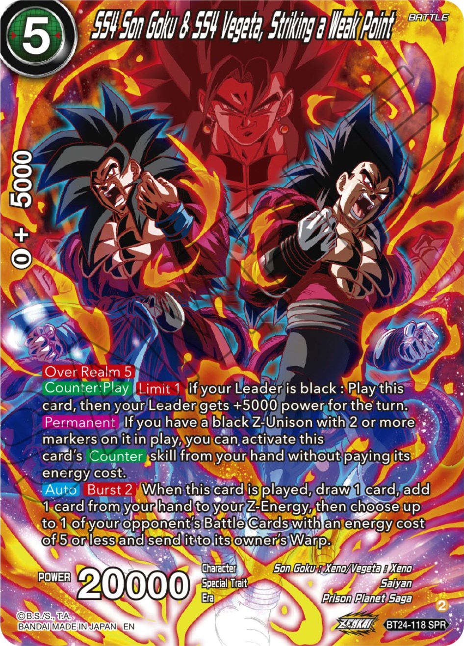 SS4 Son Goku & SS4 Vegeta, Striking a Weak Point (SPR) (BT24-118) [Beyond Generations] | The Time Vault CA