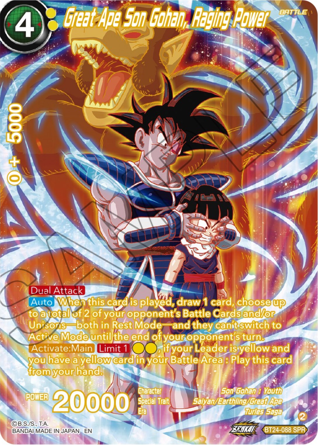Great Ape Son Gohan, Raging Power (SPR) (BT24-088) [Beyond Generations] | The Time Vault CA