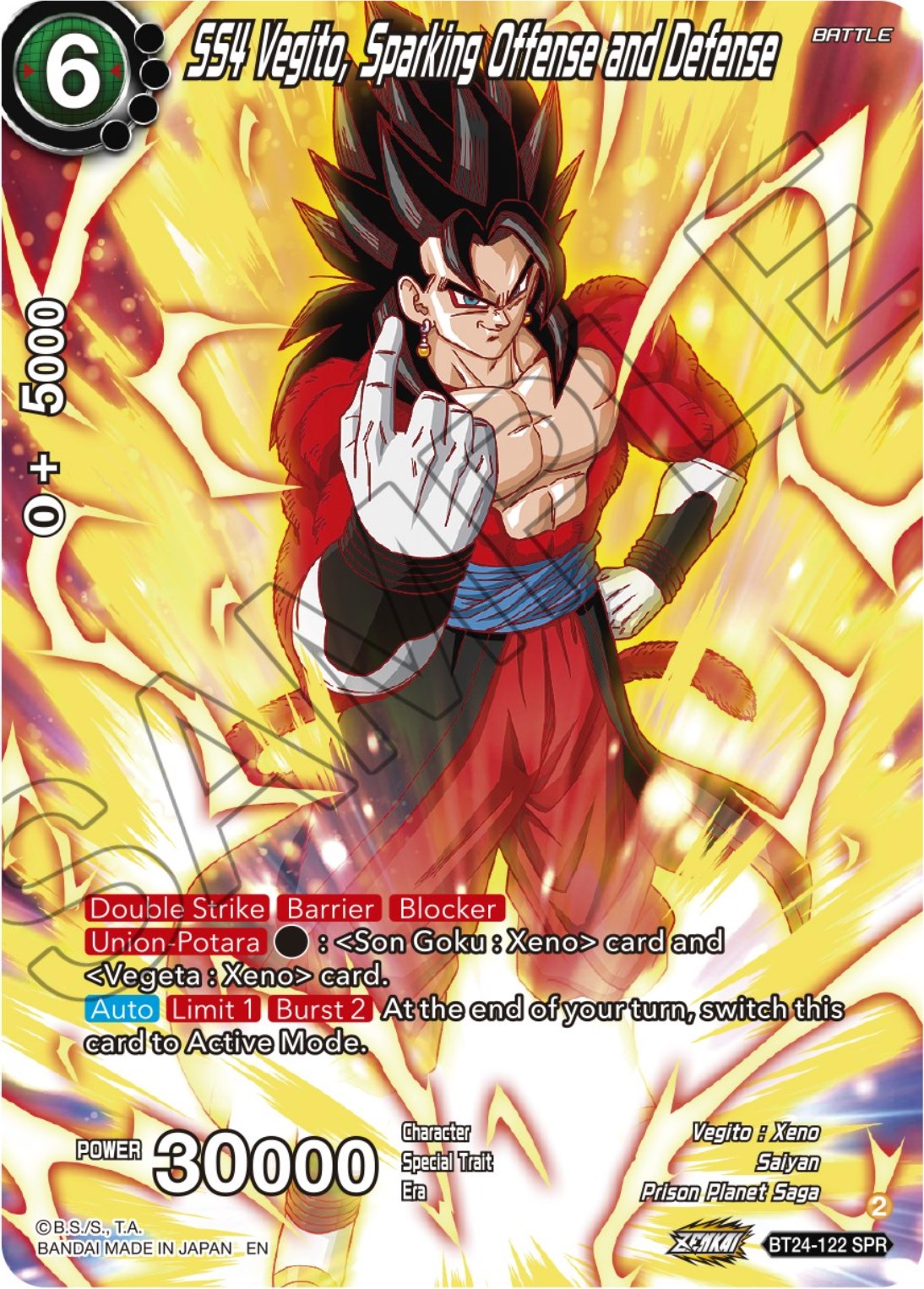 SS4 Vegito, Sparking Offense and Defense (SPR) (BT24-122) [Beyond Generations] | The Time Vault CA