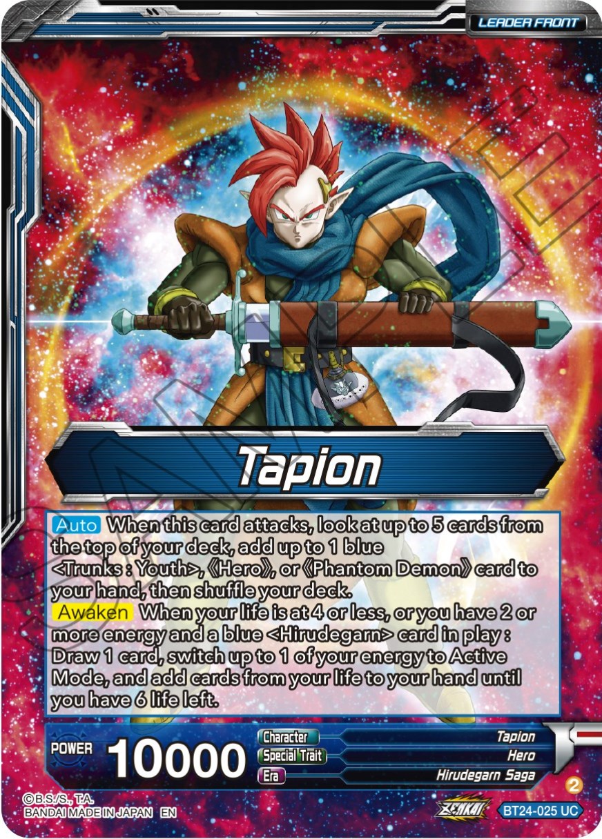 Tapion // Tapion, Hero Revived in the Present (SLR) (BT24-025) [Beyond Generations] | The Time Vault CA