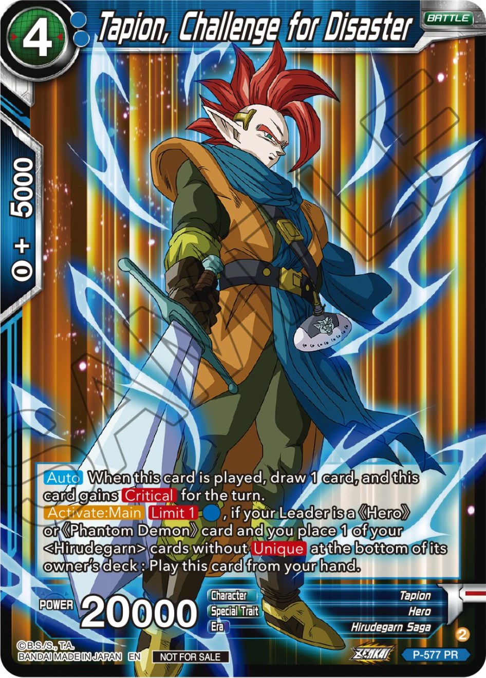 Tapion, Challenge for Disaster (Zenkai Series Tournament Pack Vol.7) (P-577) [Tournament Promotion Cards] | The Time Vault CA