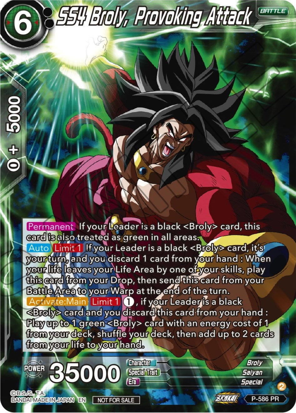 SS4 Broly, Provoking Attack (Zenkai Series Tournament Pack Vol.7) (P-586) [Tournament Promotion Cards] | The Time Vault CA