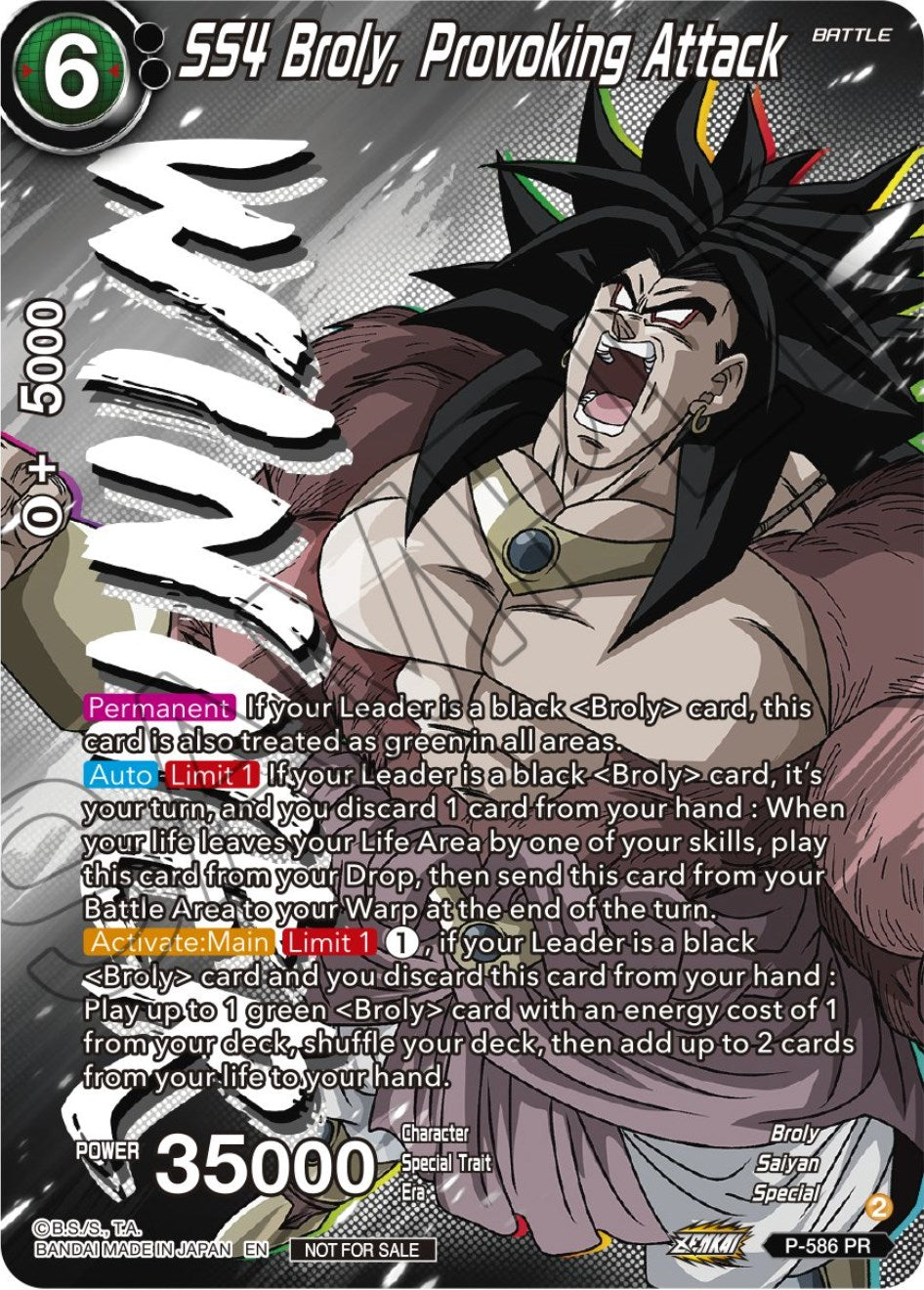 SS4 Broly, Provoking Attack (Zenkai Series Tournament Pack Vol.7) (Winner) (P-586) [Tournament Promotion Cards] | The Time Vault CA