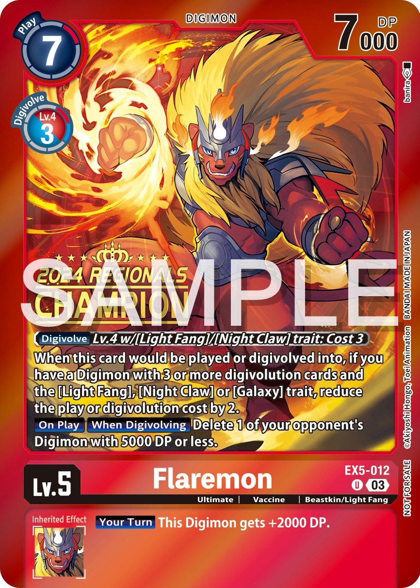 Flaremon [EX5-012] (2024 Regionals Champion) [Animal Colosseum Promos] | The Time Vault CA