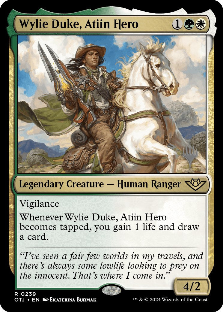 Wylie Duke, Atiin Hero (Promo Pack) [Outlaws of Thunder Junction Promos] | The Time Vault CA