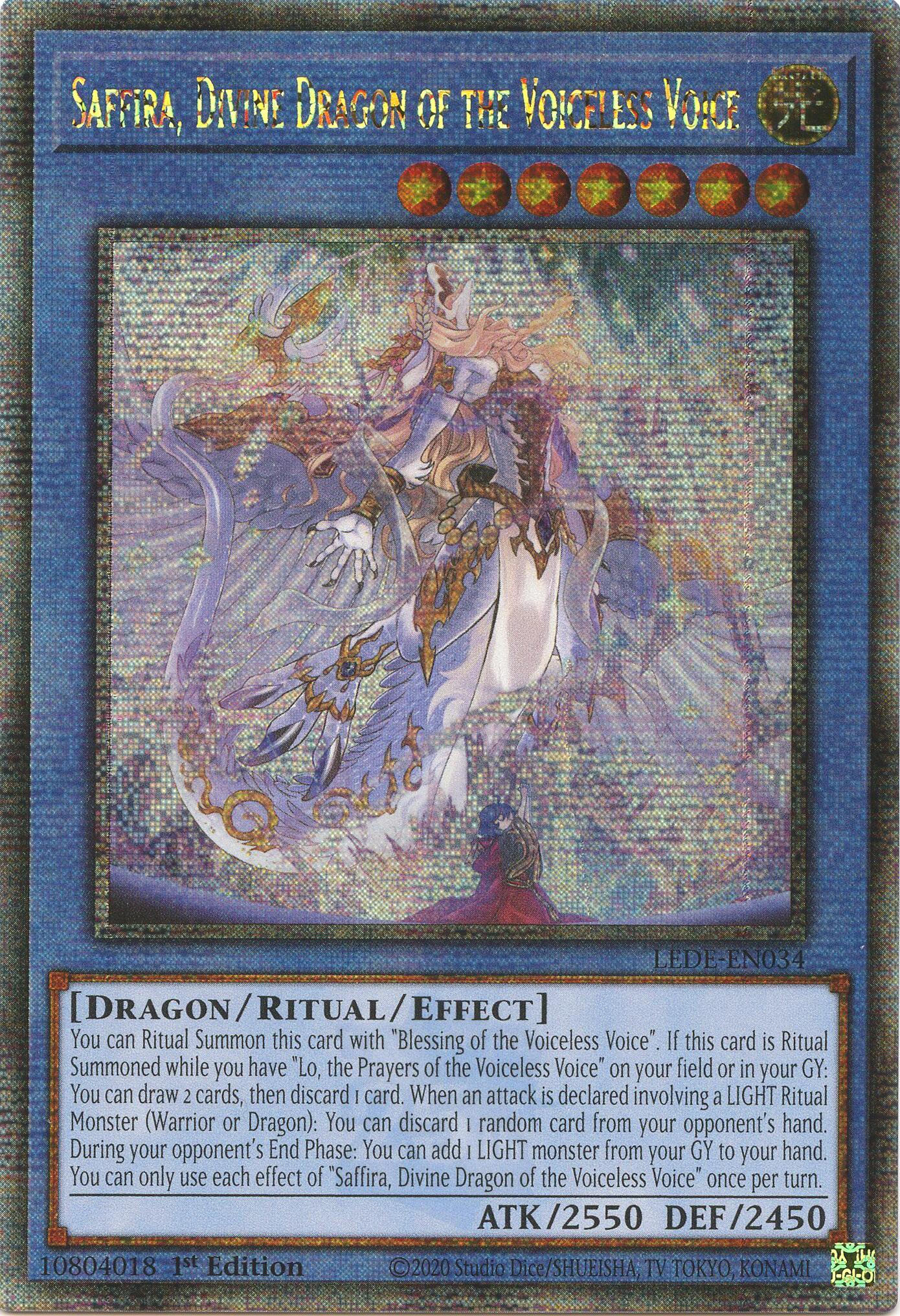 Saffira, Divine Dragon of the Voiceless Voice (Quarter Century Secret Rare) [LEDE-EN034] Quarter Century Secret Rare | The Time Vault CA