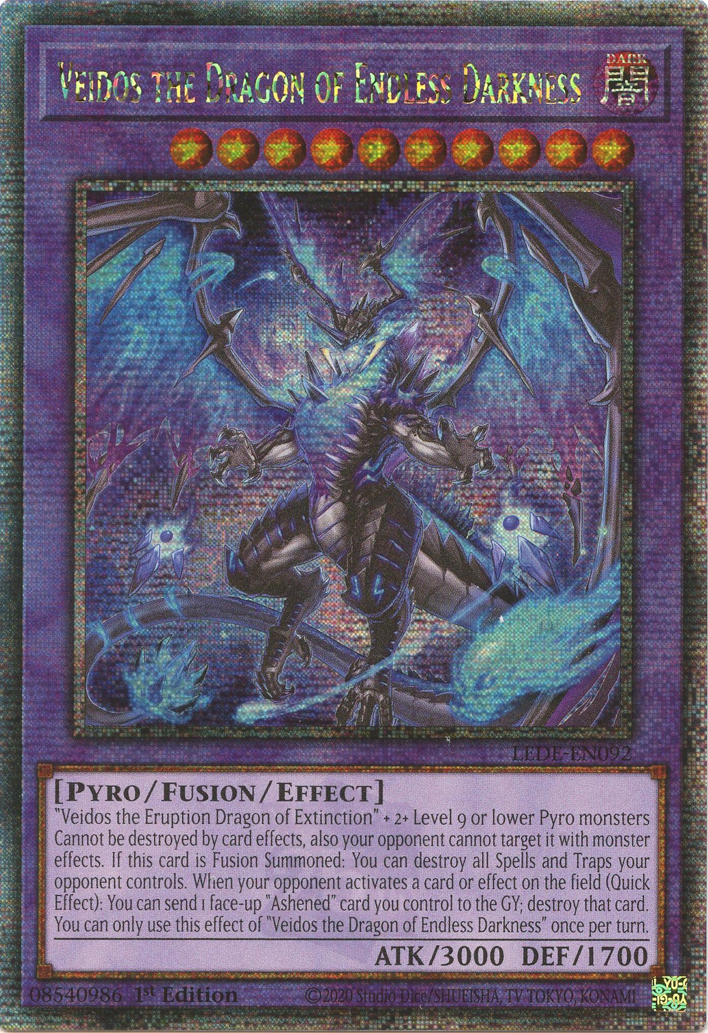 Veidos the Dragon of Endless Darkness (Quarter Century Secret Rare) [LEDE-EN092] Quarter Century Secret Rare | The Time Vault CA