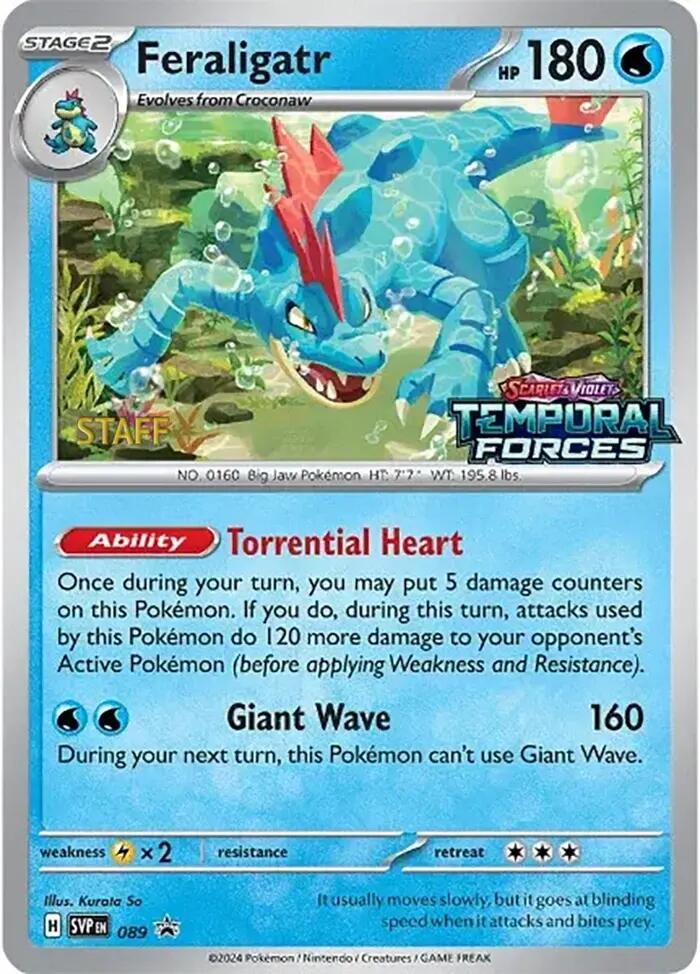 Feraligatr (089) (Staff Prerelease Promo) [Scarlet & Violet: Black Star Promos] | The Time Vault CA