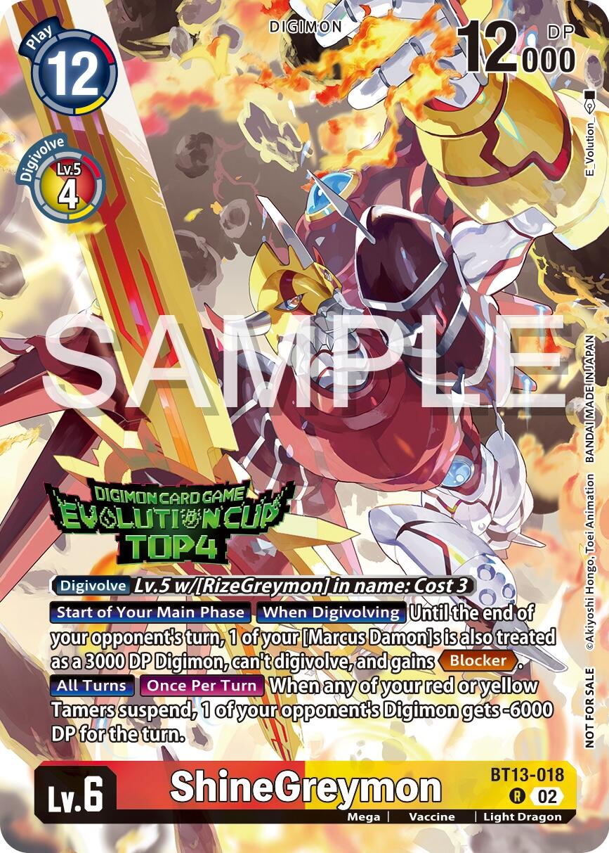 ShineGreymon [BT13-018] (2024 Evolution Cup Top 4) [Versus Royal Knights Booster Promos] | The Time Vault CA