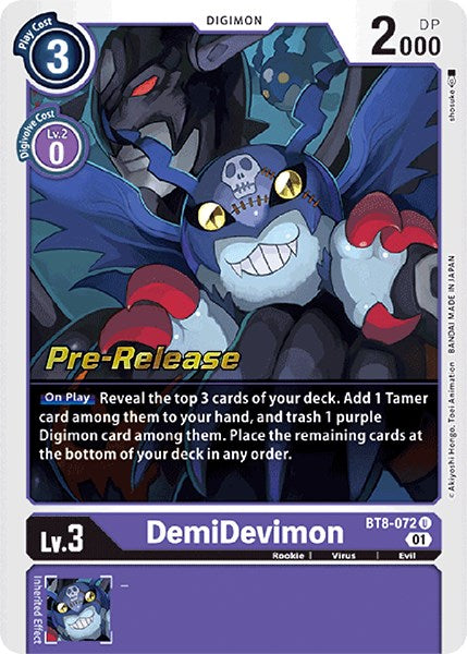 DemiDevimon [BT8-072] [New Awakening Pre-Release Cards] | The Time Vault CA