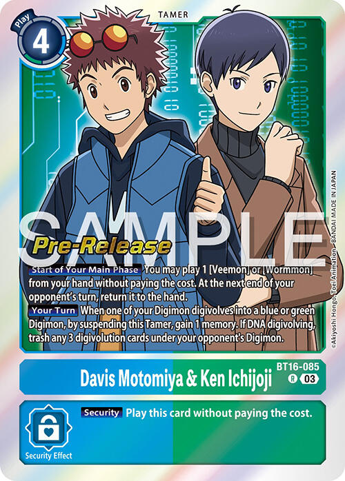 Davis Motomiya & Ken Ichijoji [BT16-085] [Beginning Observer Pre-Release Promos] | The Time Vault CA