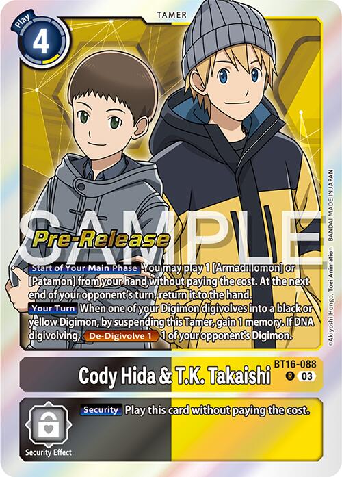 Cody Hida & T.K. Takaishi [BT16-088] [Beginning Observer Pre-Release Promos] | The Time Vault CA