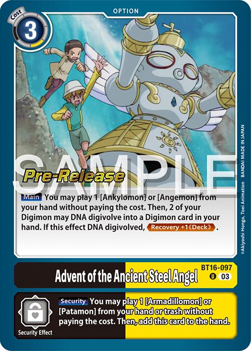Advent of the Ancient Steel Angel [BT16-097] [Beginning Observer Pre-Release Promos] | The Time Vault CA
