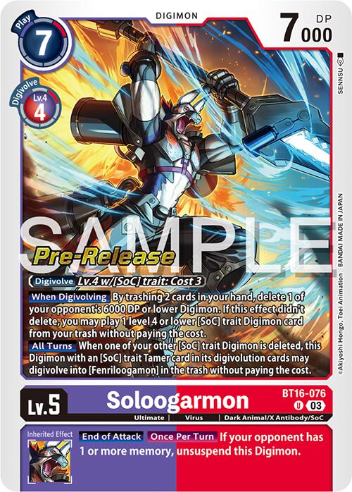 Soloogarmon [BT16-076] [Beginning Observer Pre-Release Promos] | The Time Vault CA