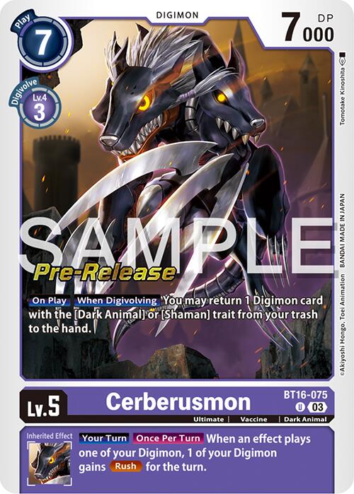 Cerberusmon [BT16-075] [Beginning Observer Pre-Release Promos] | The Time Vault CA
