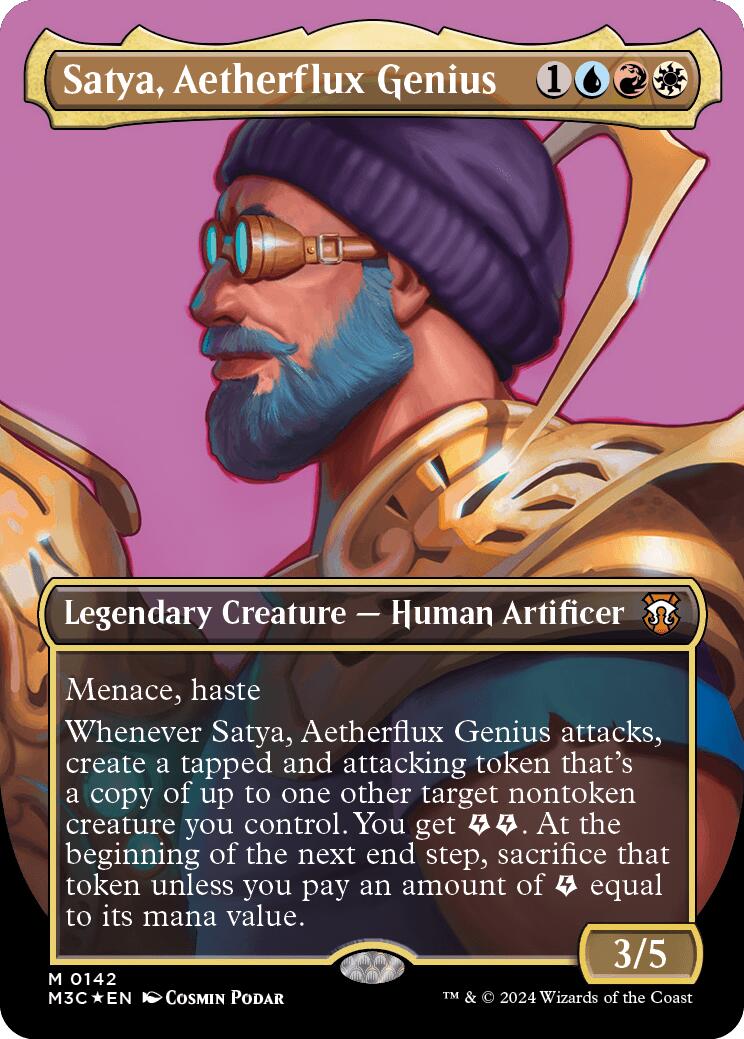 Satya, Aetherflux Genius (Borderless) (Ripple Foil) [Modern Horizons 3 Commander] | The Time Vault CA