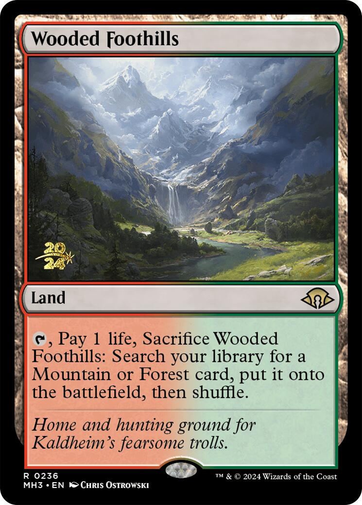 Wooded Foothills [Modern Horizons 3 Prerelease Promos] | The Time Vault CA