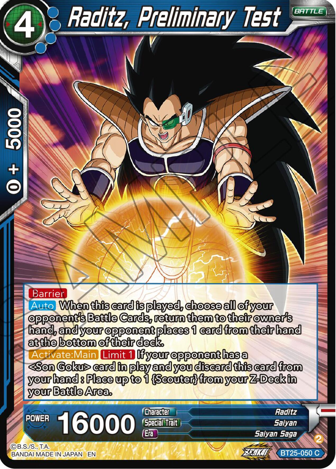 Raditz, Preliminary Test (BT25-050) [Legend of the Dragon Balls] | The Time Vault CA