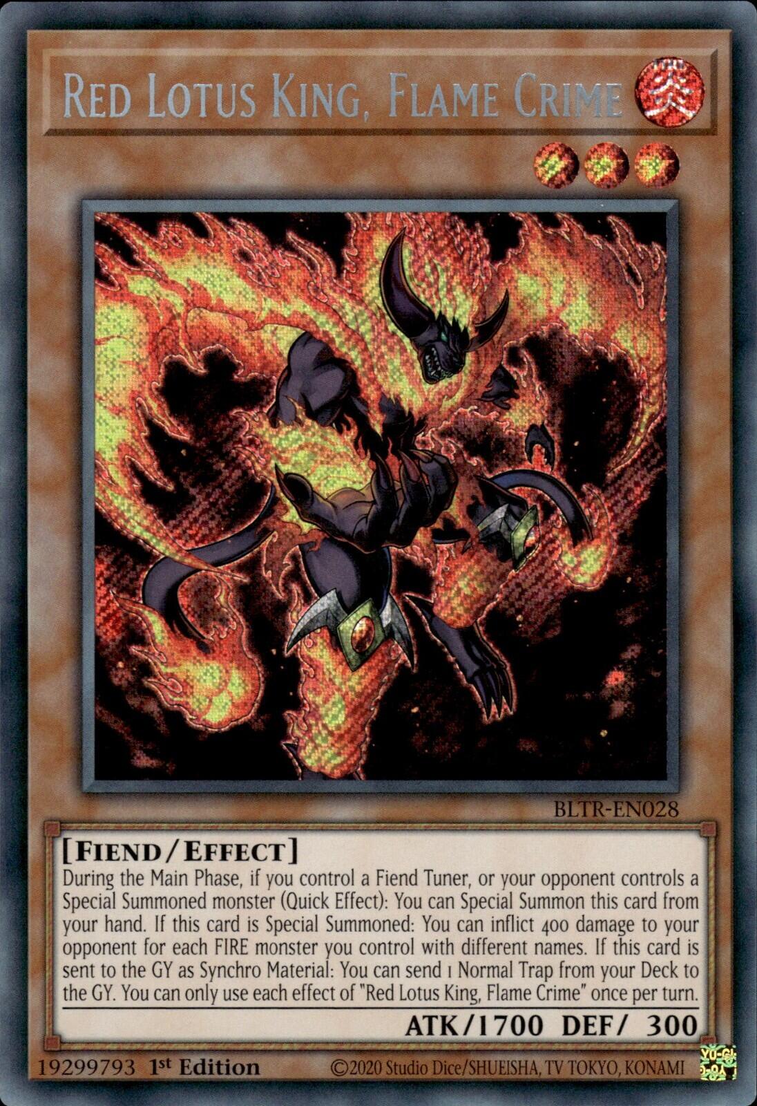 Red Lotus King, Flame Crime [BLTR-EN028] Secret Rare | The Time Vault CA