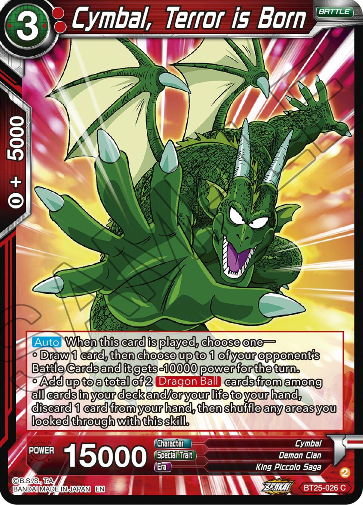 Cymbal, Terror is Born (BT25-026) [Legend of the Dragon Balls] | The Time Vault CA