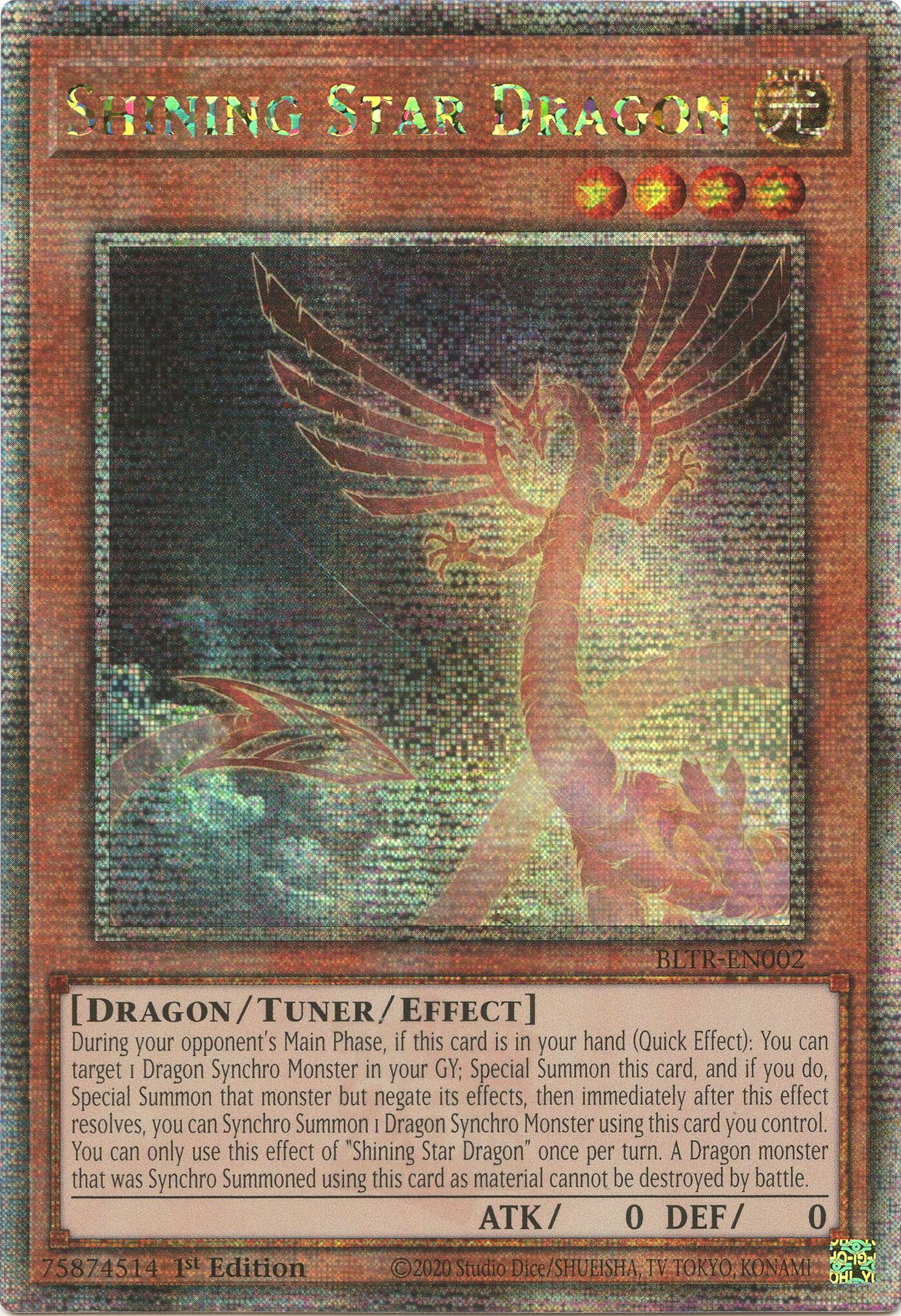 Shining Star Dragon (Quarter Century Secret Rare) [BLTR-EN002] Quarter Century Secret Rare | The Time Vault CA