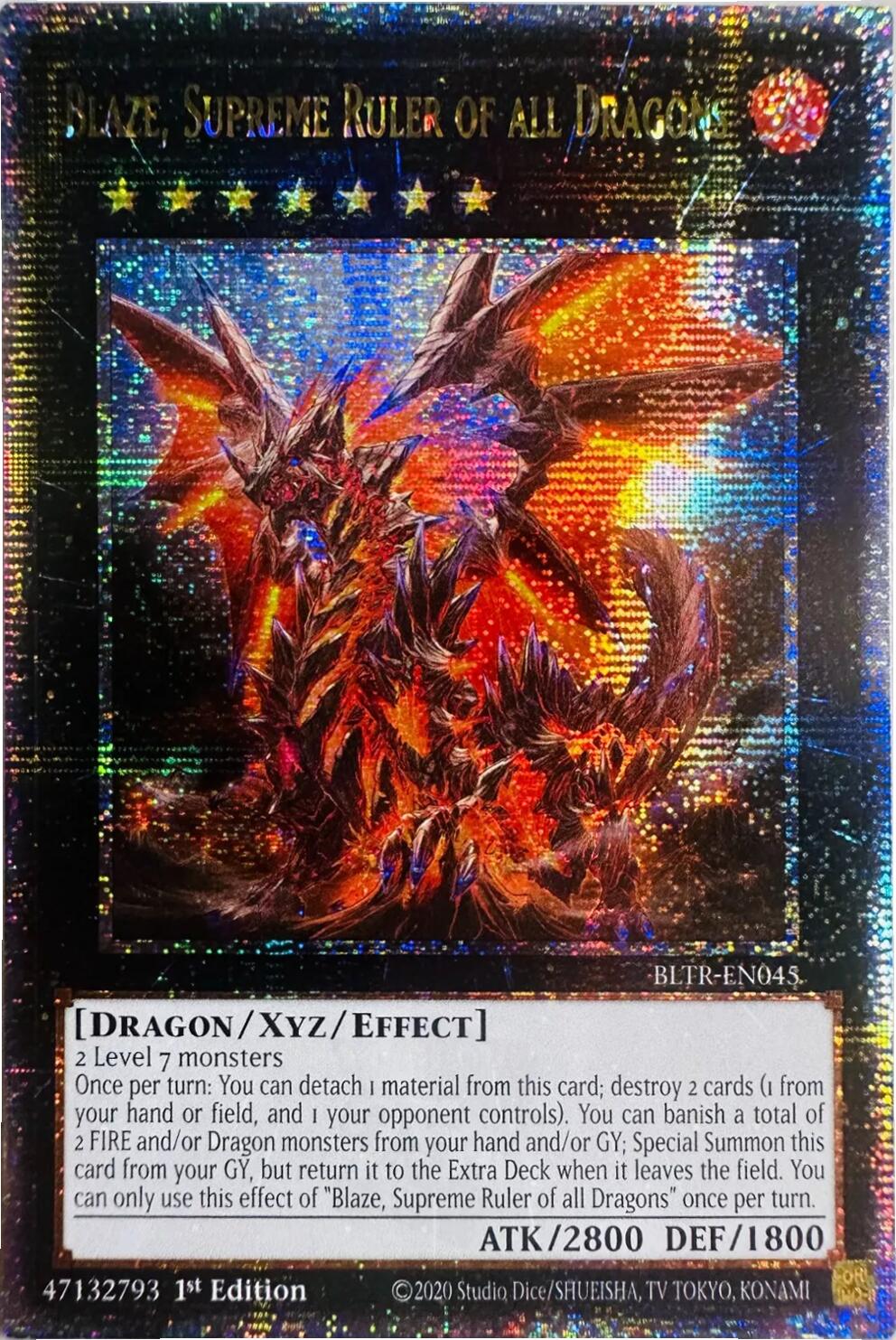 Blaze, Supreme Ruler of all Dragons (Quarter Century Secret Rare) [BLTR-EN045] Quarter Century Secret Rare | The Time Vault CA