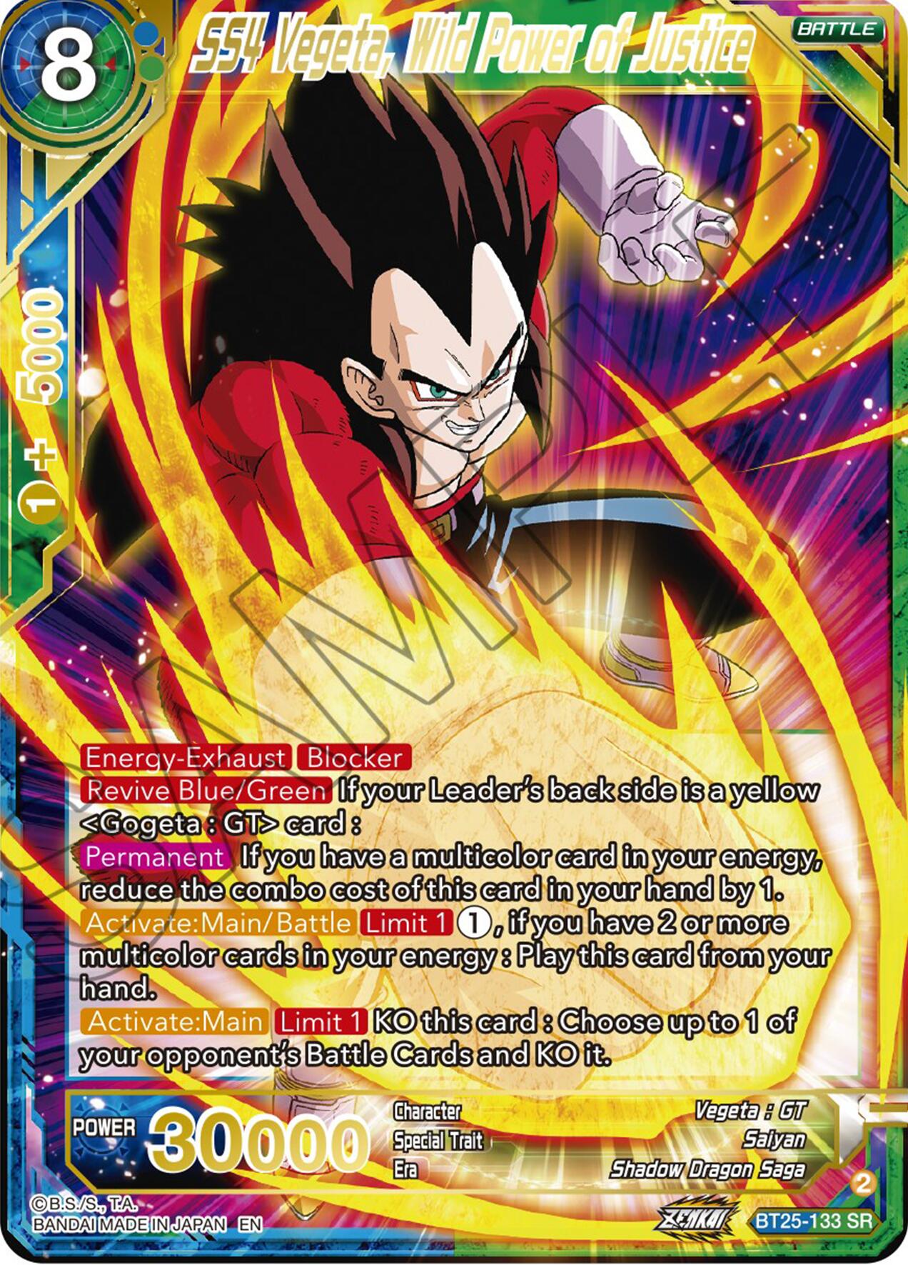 SS4 Vegeta, Wild Power of Justice (BT25-133) [Legend of the Dragon Balls] | The Time Vault CA
