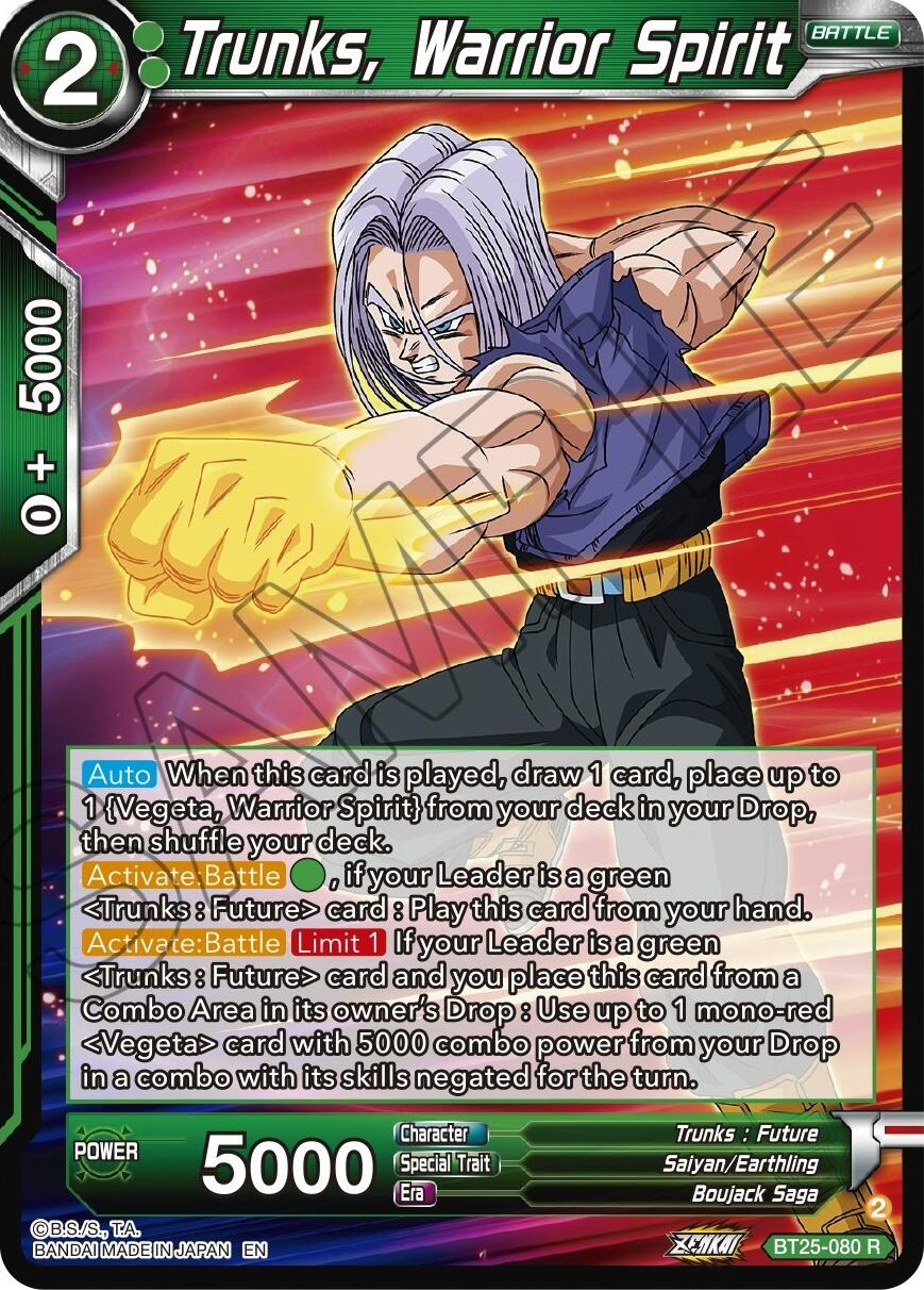 Trunks, Warrior Spirit (BT25-080) [Legend of the Dragon Balls] | The Time Vault CA