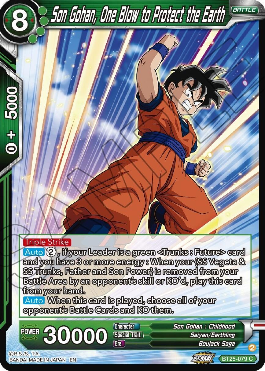 Son Gohan, One Blow to Protect the Earth (BT25-079) [Legend of the Dragon Balls] | The Time Vault CA