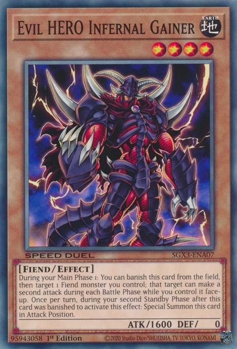Evil HERO Infernal Gainer [SGX3-ENA07] Common | The Time Vault CA