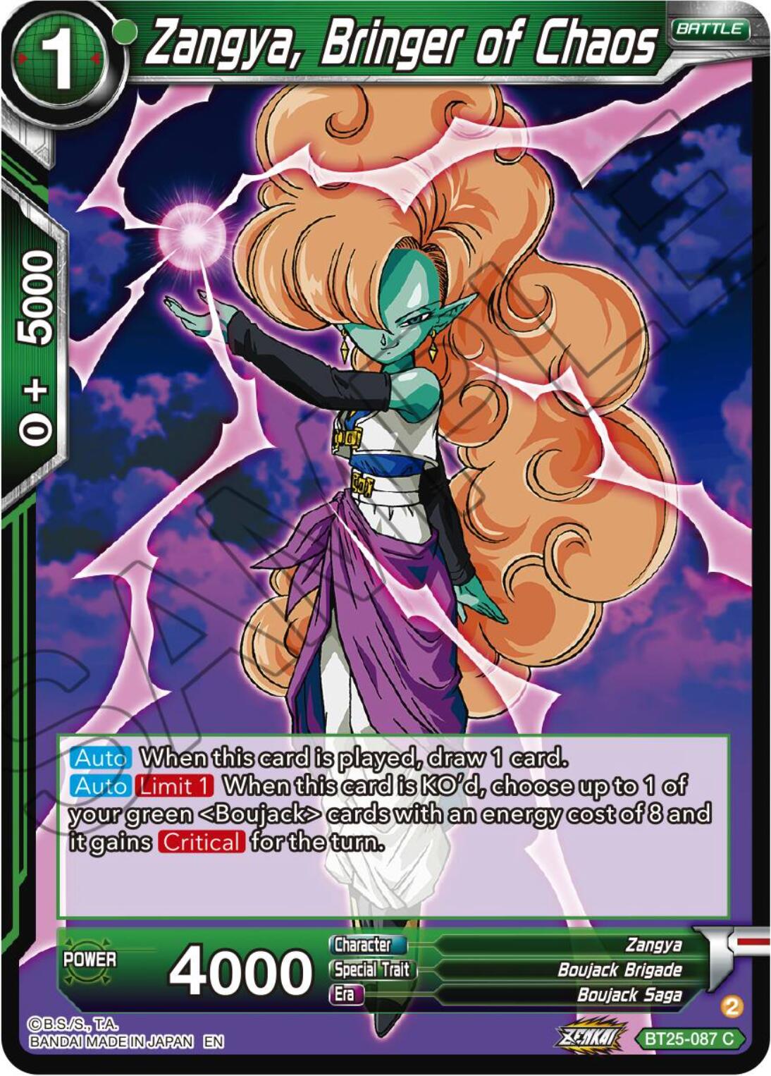 Zangya, Bringer of Chaos (BT25-087) [Legend of the Dragon Balls] | The Time Vault CA