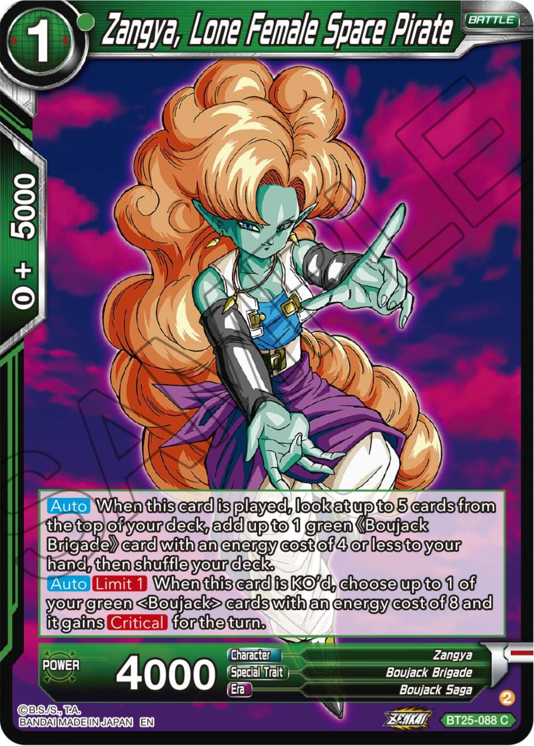 Zangya, Lone Female Space Pirate (BT25-088) [Legend of the Dragon Balls] | The Time Vault CA