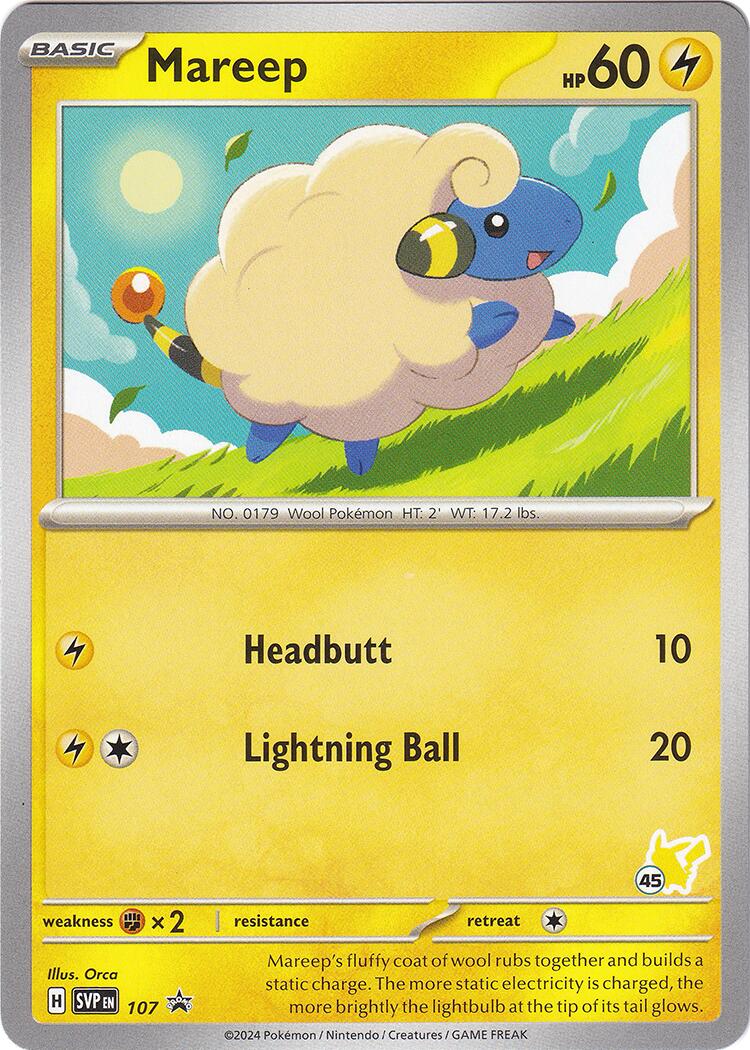 Mareep (107) (Pikachu Stamp #45) [Battle Academy 2024] | The Time Vault CA